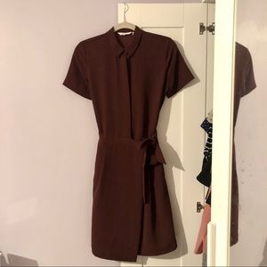 & Other Stories maroon dress with side wrap detail